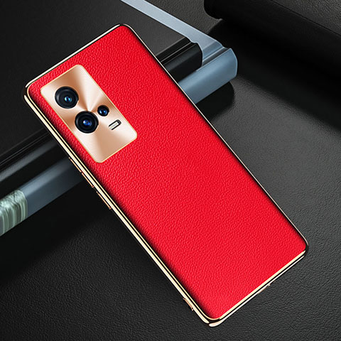 Funda Lujo Cuero Carcasa S04 para Vivo iQOO 8 Pro 5G Rojo