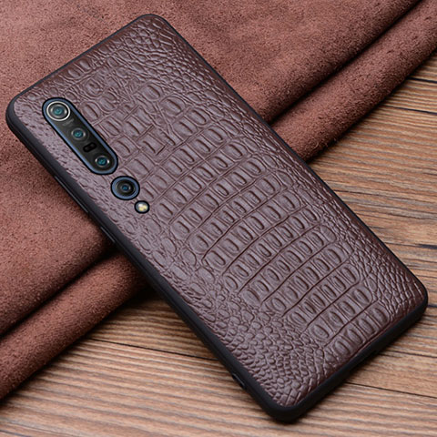 Funda Lujo Cuero Carcasa S04 para Xiaomi Mi 10 Pro Marron