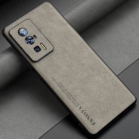 Funda Lujo Cuero Carcasa S04 para Xiaomi Poco F5 Pro 5G Gris