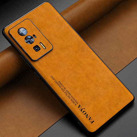 Funda Lujo Cuero Carcasa S04 para Xiaomi Redmi K60 5G Naranja