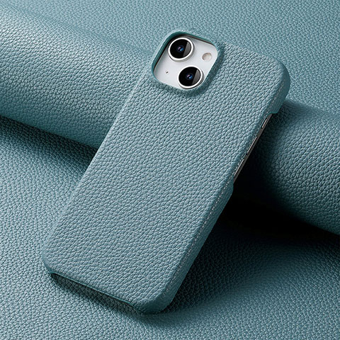 Funda Lujo Cuero Carcasa S04D para Apple iPhone 14 Plus Azul