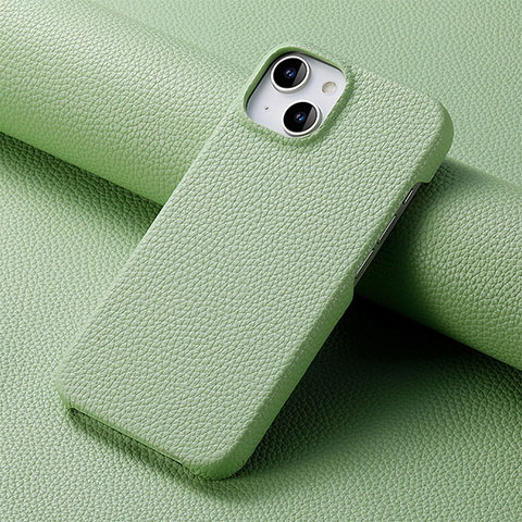 Funda Lujo Cuero Carcasa S04D para Apple iPhone 14 Plus Verde