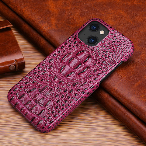 Funda Lujo Cuero Carcasa S05 para Apple iPhone 13 Mini Morado