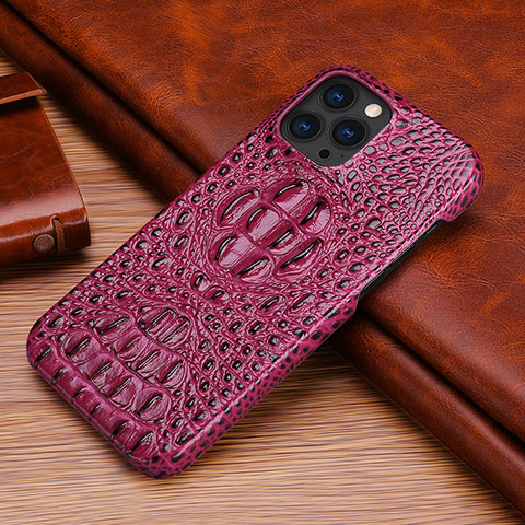 Funda Lujo Cuero Carcasa S05 para Apple iPhone 15 Pro Max Morado