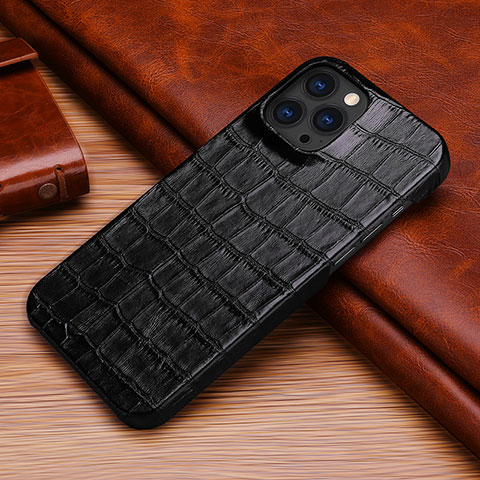 Funda Lujo Cuero Carcasa S06 para Apple iPhone 14 Pro Negro