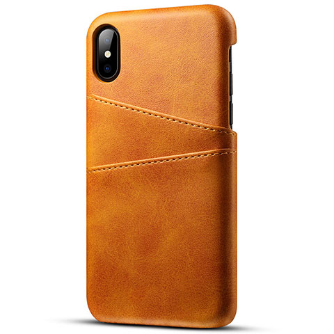 Funda Lujo Cuero Carcasa S06 para Apple iPhone X Naranja