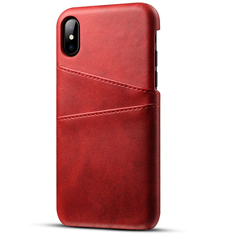 Funda Lujo Cuero Carcasa S06 para Apple iPhone Xs Max Rojo