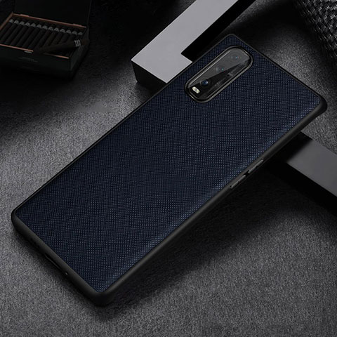 Funda Lujo Cuero Carcasa S06 para Oppo Find X2 Azul