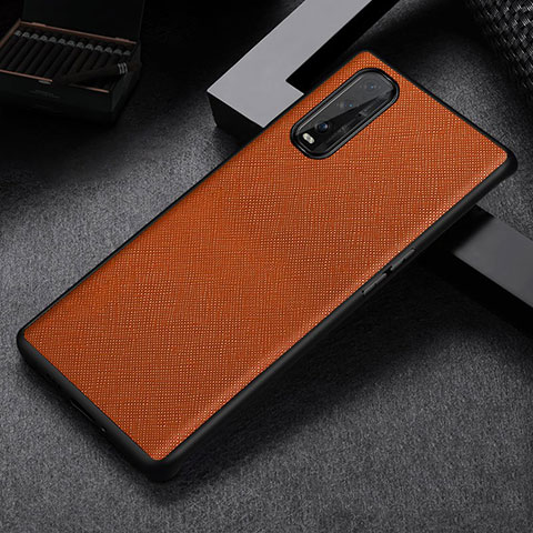 Funda Lujo Cuero Carcasa S06 para Oppo Find X2 Naranja