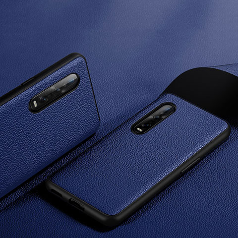 Funda Lujo Cuero Carcasa S06 para Oppo Find X2 Pro Azul