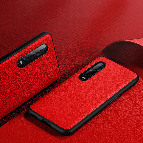 Funda Lujo Cuero Carcasa S06 para Oppo Find X2 Pro Rojo