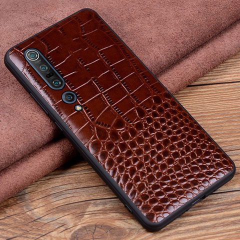 Funda Lujo Cuero Carcasa S06 para Xiaomi Mi 10 Pro Marron