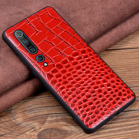 Funda Lujo Cuero Carcasa S06 para Xiaomi Mi 10 Pro Rojo