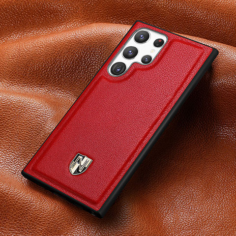 Funda Lujo Cuero Carcasa S06D para Samsung Galaxy S23 Ultra 5G Rojo