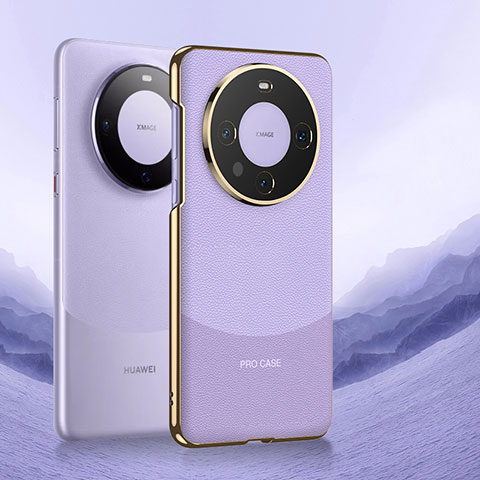 Funda Lujo Cuero Carcasa S08 para Huawei Mate 60 Pro Morado