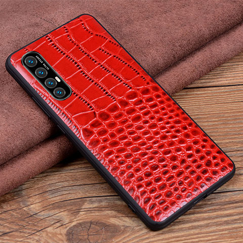 Funda Lujo Cuero Carcasa S08 para Oppo Find X2 Neo Rojo