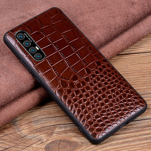 Funda Lujo Cuero Carcasa S08 para Oppo Reno3 Pro Marron