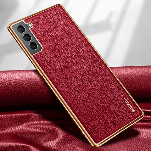 Funda Lujo Cuero Carcasa S09 para Samsung Galaxy S21 5G Rojo