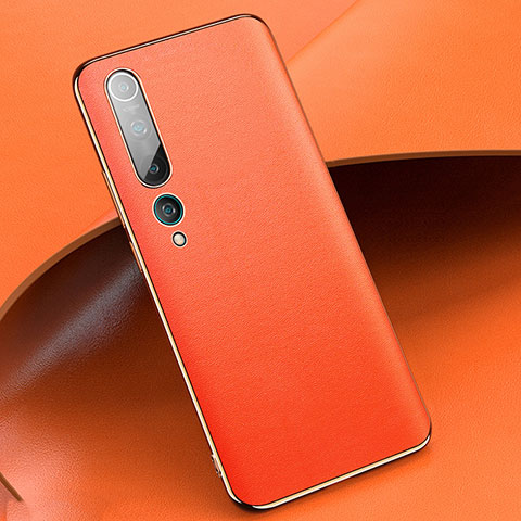 Funda Lujo Cuero Carcasa S09 para Xiaomi Mi 10 Naranja