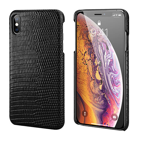 Funda Lujo Cuero Carcasa S12 para Apple iPhone Xs Max Negro