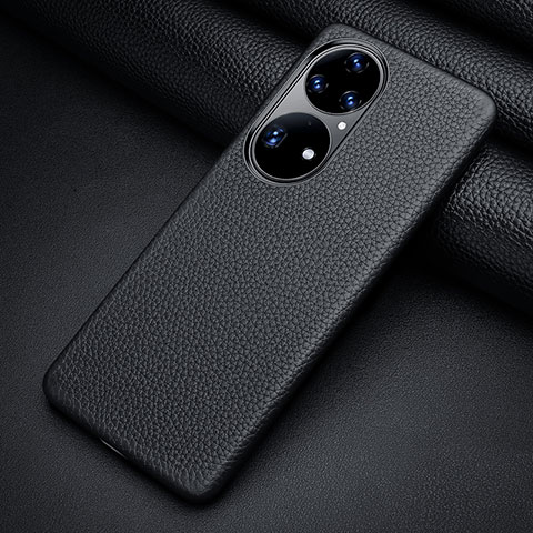 Funda Lujo Cuero Carcasa ST2 para Huawei P50 Negro