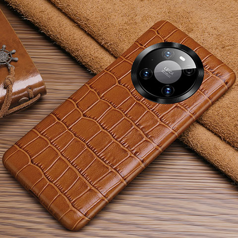 Funda Lujo Cuero Carcasa ST3 para Huawei Mate 40 Pro Marron