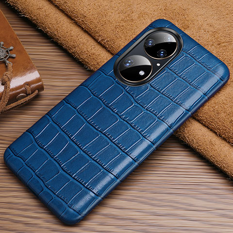 Funda Lujo Cuero Carcasa ST3 para Huawei P50 Azul