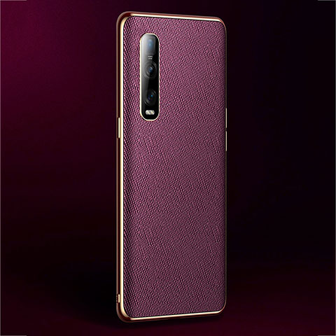 Funda Lujo Cuero Carcasa U02 para Oppo Find X2 Pro Rojo Rosa