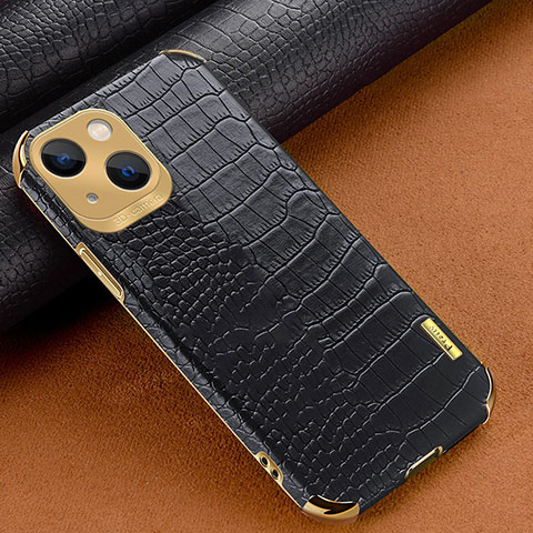 Funda Lujo Cuero Carcasa XD1 para Apple iPhone 15 Negro