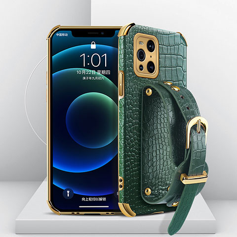 Funda Lujo Cuero Carcasa XD1 para Oppo Find X3 5G Verde