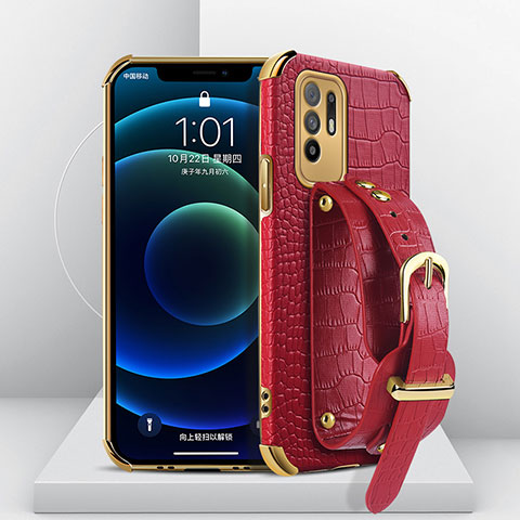 Funda Lujo Cuero Carcasa XD1 para Oppo Reno5 Z 5G Rojo