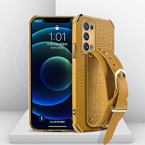 Funda Lujo Cuero Carcasa XD1 para Oppo Reno6 Pro 5G Amarillo