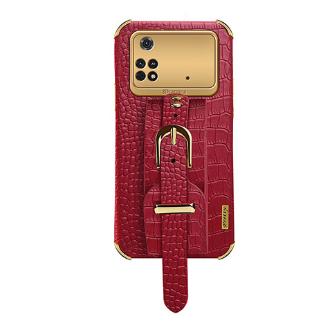 Funda Lujo Cuero Carcasa XD1 para Xiaomi Poco M4 Pro 4G Rojo