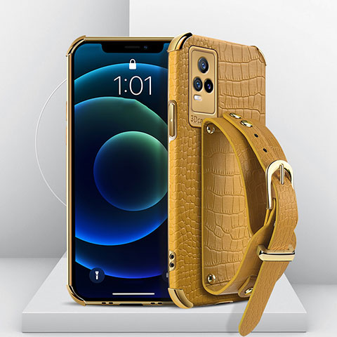 Funda Lujo Cuero Carcasa XD2 para Vivo Y73 (2021) Amarillo