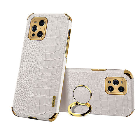 Funda Lujo Cuero Carcasa XD3 para Oppo Find X3 Pro 5G Blanco