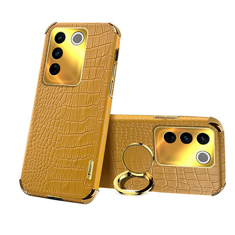 Funda Lujo Cuero Carcasa XD3 para Vivo V27 5G Amarillo