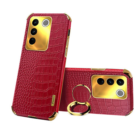 Funda Lujo Cuero Carcasa XD3 para Vivo V27 5G Rojo