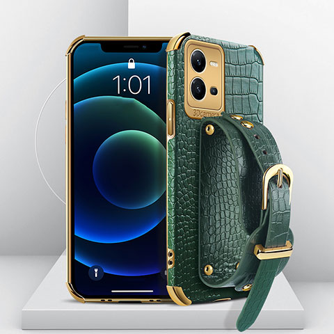 Funda Lujo Cuero Carcasa XD3 para Vivo X80 Lite 5G Verde