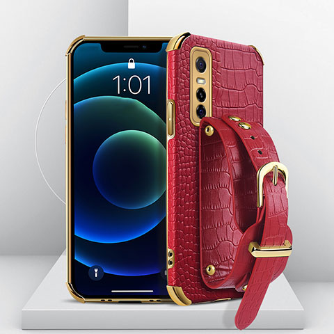 Funda Lujo Cuero Carcasa XD4 para Vivo Y73s 5G Rojo