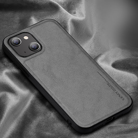 Funda Lujo Cuero Carcasa XV1 para Apple iPhone 13 Gris