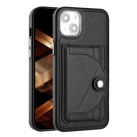 Funda Lujo Cuero Carcasa Y01B para Apple iPhone 14 Negro