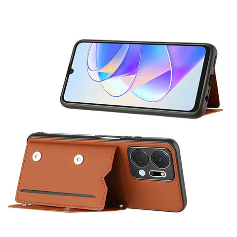 Funda Lujo Cuero Carcasa Y01B para Huawei Honor X7a Marron