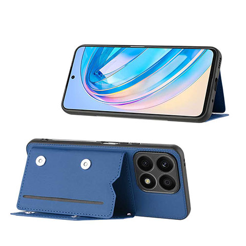 Funda Lujo Cuero Carcasa Y01B para Huawei Honor X8a 4G Azul