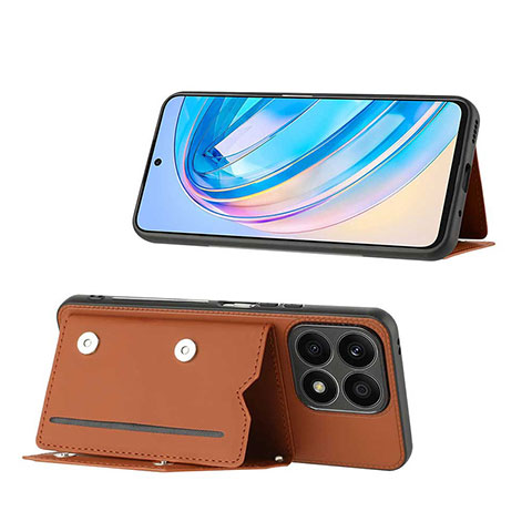 Funda Lujo Cuero Carcasa Y01B para Huawei Honor X8a 4G Marron