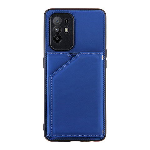 Funda Lujo Cuero Carcasa Y01B para Oppo F19 Pro+ Plus 5G Azul