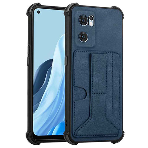 Funda Lujo Cuero Carcasa Y01B para Oppo Find X5 Lite 5G Azul