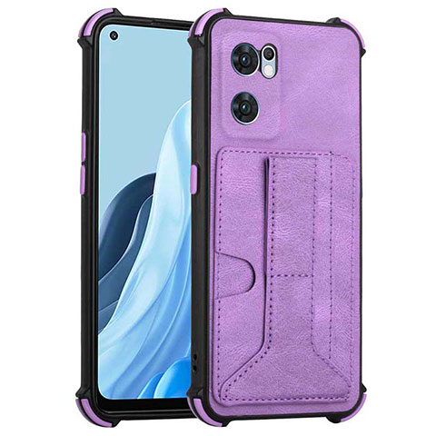 Funda Lujo Cuero Carcasa Y01B para Oppo Find X5 Lite 5G Morado