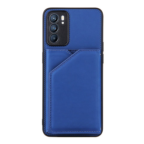 Funda Lujo Cuero Carcasa Y01B para Oppo Reno6 5G Azul