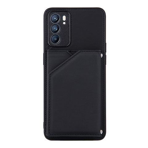 Funda Lujo Cuero Carcasa Y01B para Oppo Reno6 5G Negro