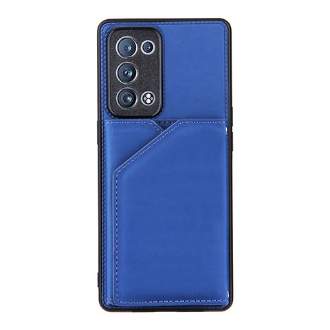 Funda Lujo Cuero Carcasa Y01B para Oppo Reno6 Pro 5G Azul